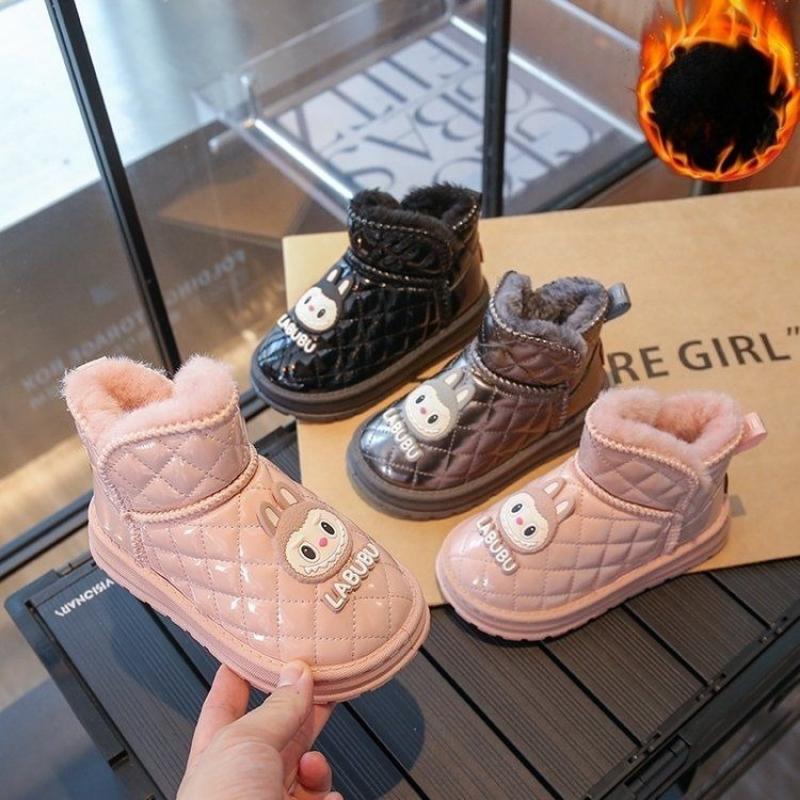 Mädchen Fleece Warme Baumwollschuhe und Winter Kinder Modische Schneestiefel