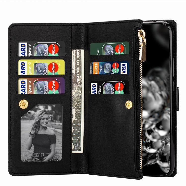 Redmi Note 9 Pro/K30/8A Leather Wallet Case with Laser Engraved Nine Card Slots