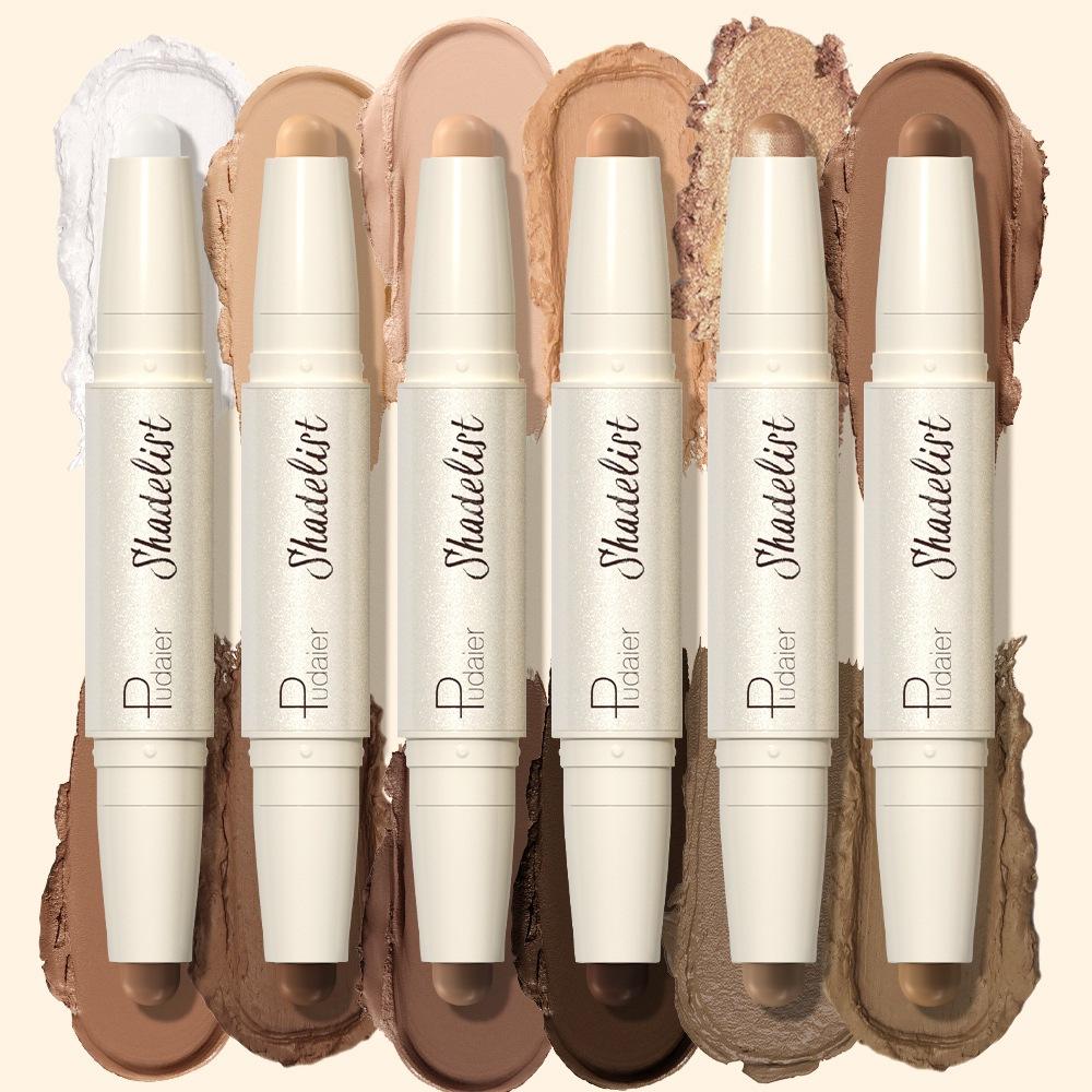 Feuchtigkeitsspendender Seidiger Dreidimensionaler Konturstift Natürlich Matt Zweifarbiger Gesichts-Highlighter Aufheller Nasenschatten Make-up Concealer