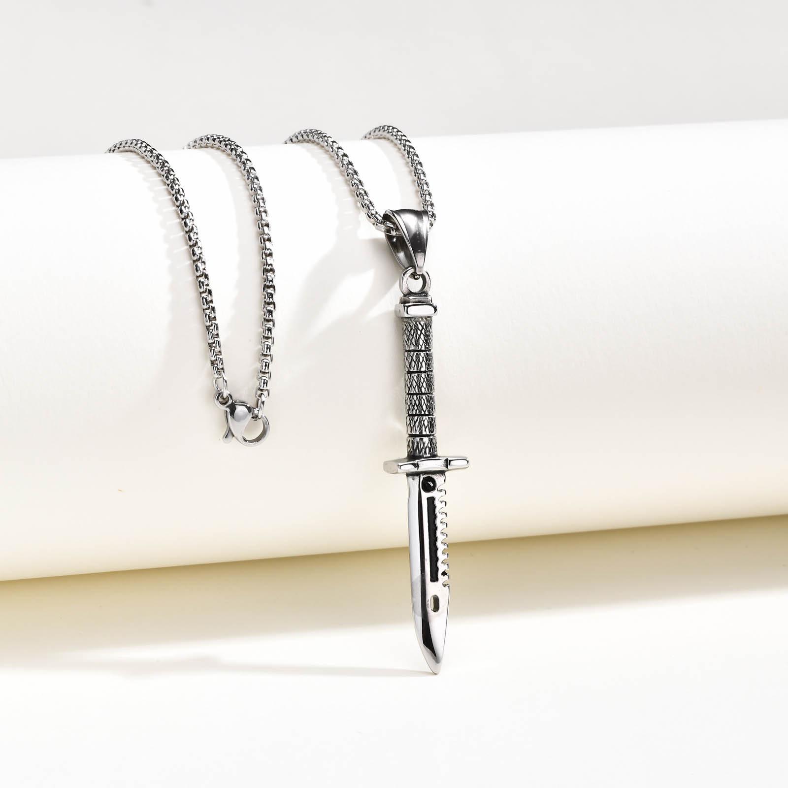 

Men s Stainless Steel Dagger Pendant Necklace, PN-937 Pendant only, no chain