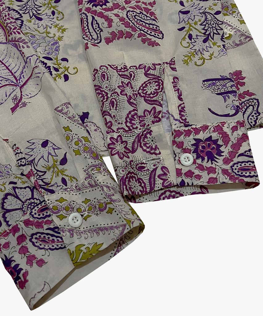 Nainneoscheu Ethnic Paisley Open Collar Shirt_Purple