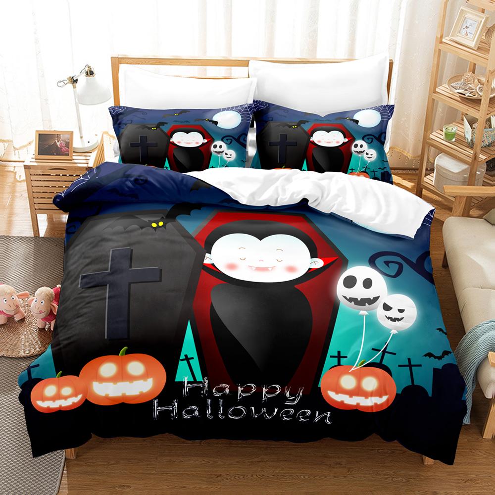

Happy Halloween Bedding Set 3D Printing Pumpkin Ghost (No Core)Suitable for Bedroom Duvet Cover Set Gift Holiday Halloween Decor Eusingle 135x200cm