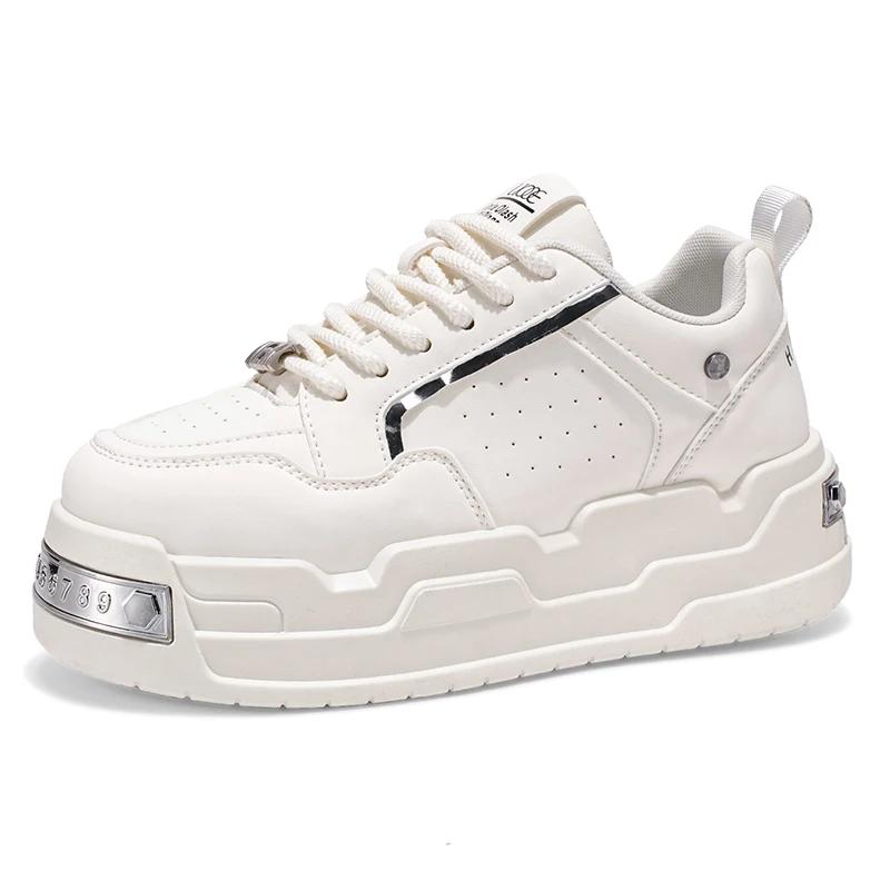 

Оригинальная мужская модная обувь для скейтборда, дизайнерская обувь на высокой подошве, мужская уличная одежда, кроссовки на платформе, мужская кожаная металлическая панк-обувь 39