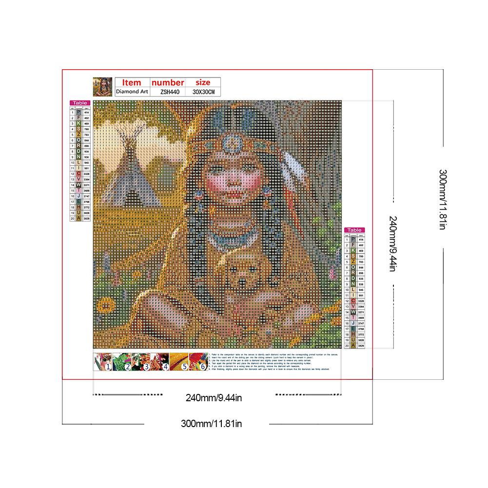 5D DIY Full Round Drill Diamond Painting Girl Kit Home Decor Art Craft 30x30cm