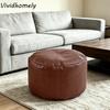 Runde Lazy Sofa-Abdeckungen aus PU-Leder, große Kapazität, weiche Sitzsack-Abdeckung, abnehmbare, unbefüllte Pouf-Abdeckung, Kleideraufbewahrung