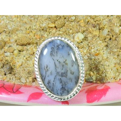 Natural Dendrite Opal 925 Sterling Silver Oval Handmade Ring Gift US-8.5 MK-51
