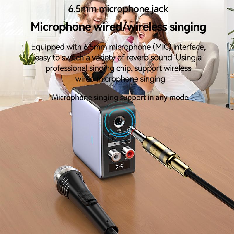 Bluetooth 5.3 Audio Transmitter Receiver 3.5MM AUX/RCA/U-Disk/TF/USB 5V 2.1A/6.5 MIC Karaoke HIFI EQ EU/US Plug Wireless Adapter