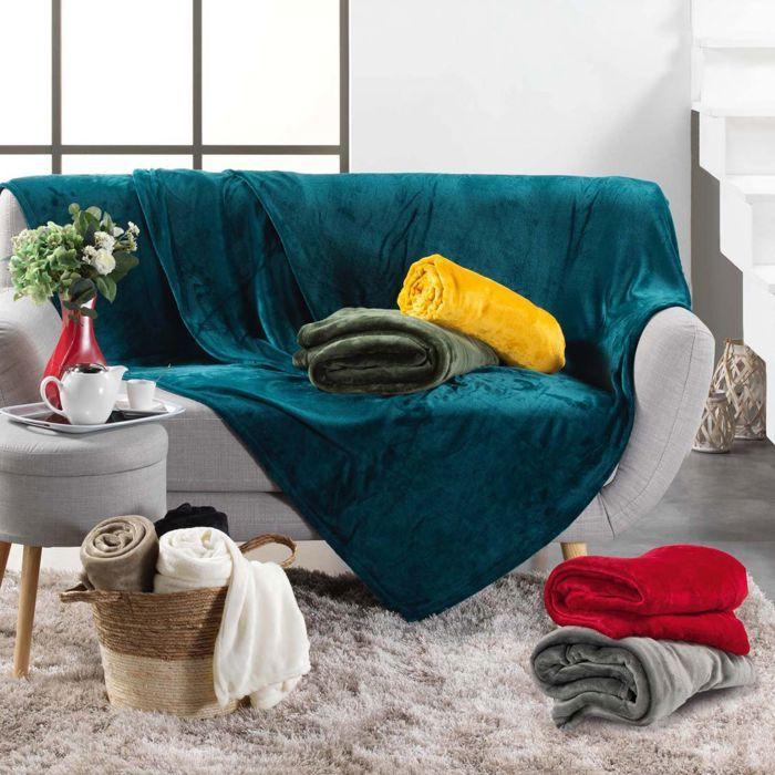 Plaid polaire - flanou - 125 x 150 cm - bleu