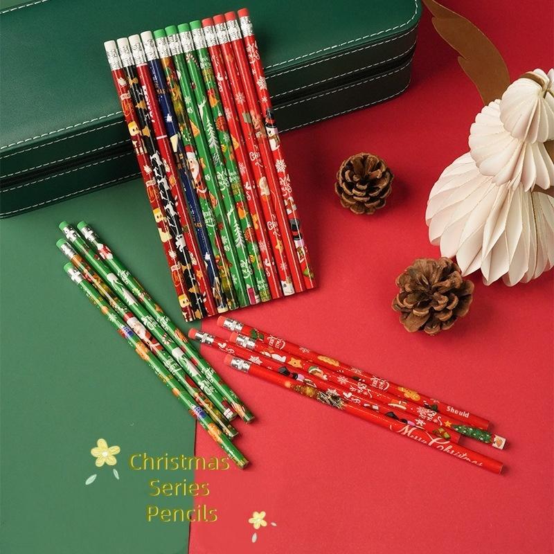12/24/36 Pcs Halloween Christmas Theme Wooden Pencil Student School Stationery Halloween Party Gifts Supplies For Children