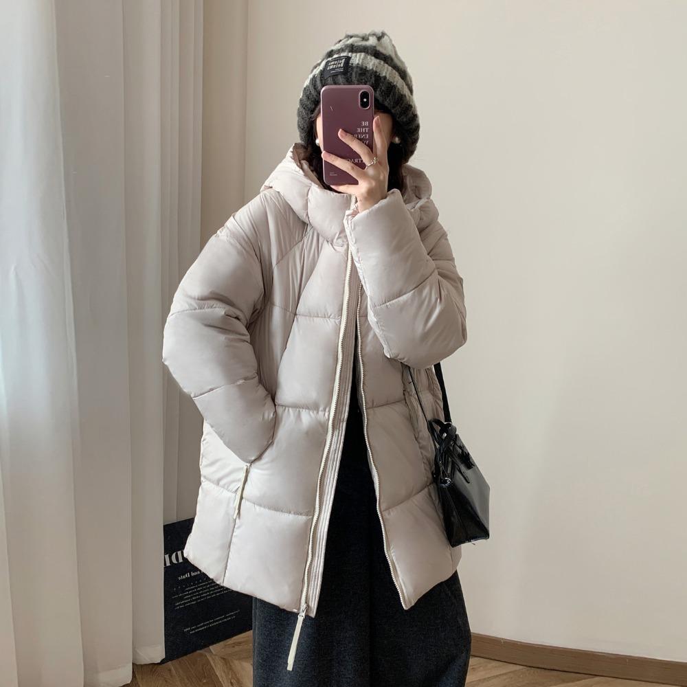 Medium and Long Down Cotton Clothes for Women's 2025 Winter New Korean Version Hooded Thickened Warm Fluffy Coat