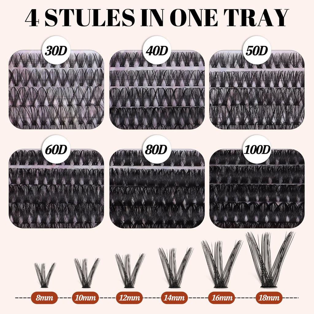 240 Clusters D Song Single Cluster False Eyelashes Natural Thick Diy Segmented Grafting Multi-Haired Eyelashes
