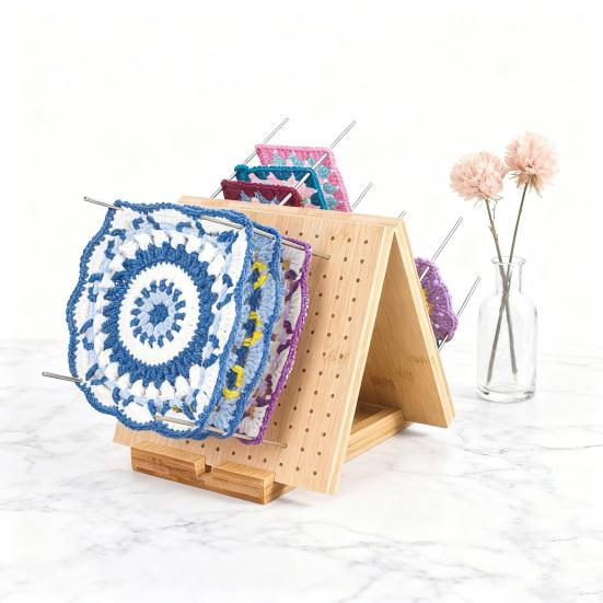 Bamboo Crochet Blocking Board DIY Handmade Granny Square Knitting Blocking Wooden Board Crocheting Accessories Tools Beginners Grandma Mom Gift