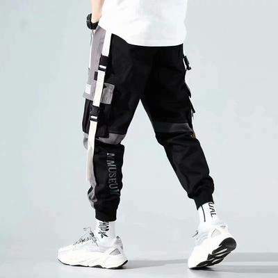 Ogrodniczki męskie modna marka student luźne legginsy wielokieszeniowe spodnie dresowe casual