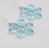 Blue Topaz Flower Earrings: Handmade 925 Sterling Silver Dangle Earrings