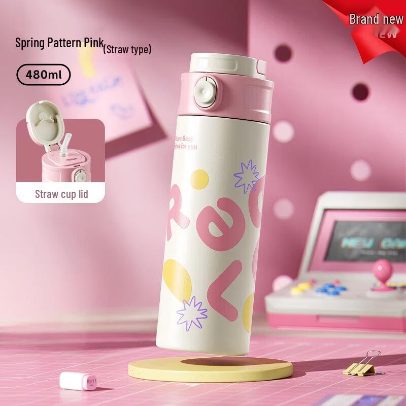 Wuwushengwu Kids 316L Stainless Steel Insulated Straw Bottle