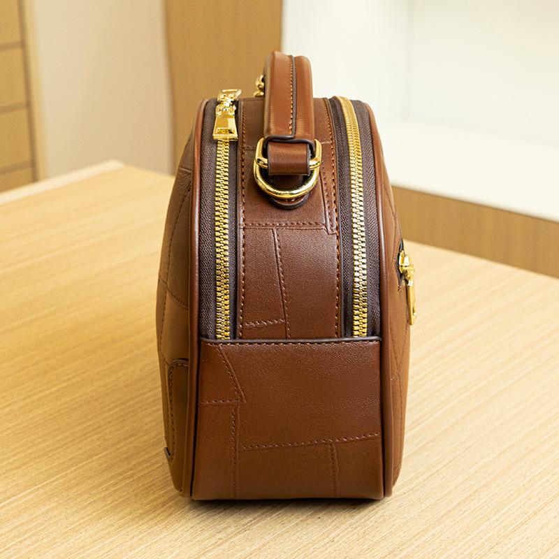 Mini Bags Retro Single Shoulder Crossbody Bags  Patchwork Leather Small Square Bags  Fashionable Handbags  Small Round Bags