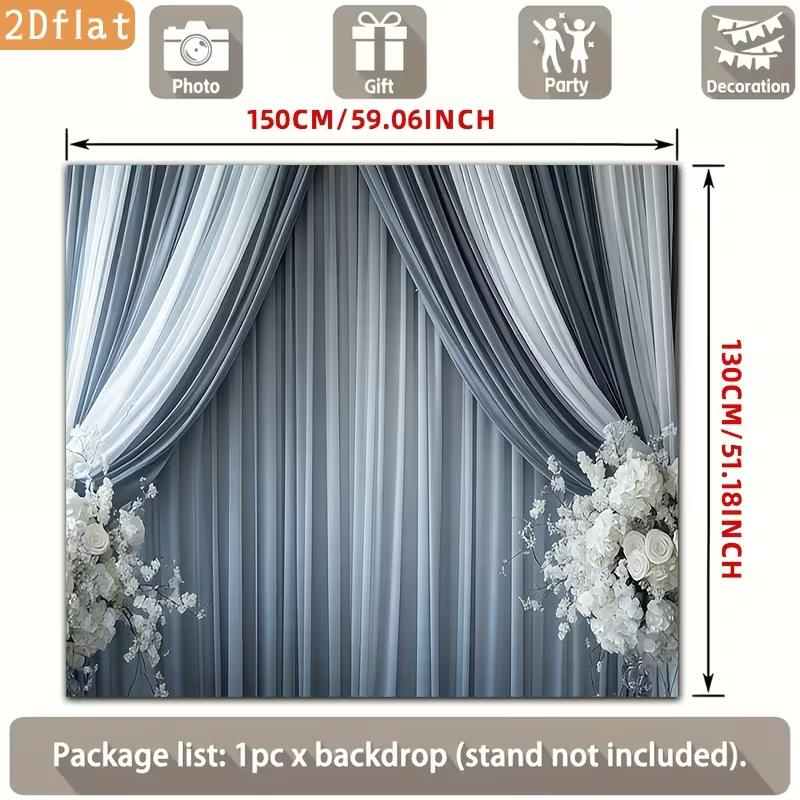 Grey Drape Backdrop with White Flowers for Wedding, Reception and Ceremony
