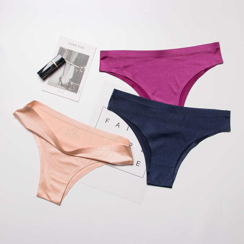 Ledové hedvábné bezešvé kalhotky dámské sportovní kalhotky Sexy pevná tanga