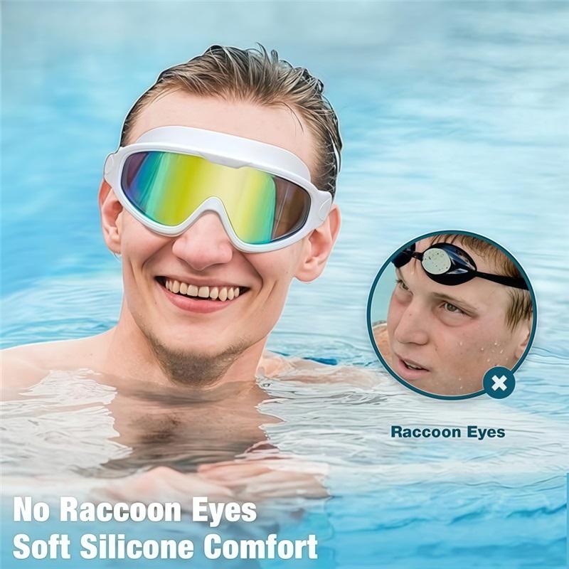 Große Schwimmbrille für Erwachsene, High-Definition, Anti-Beschlag, Galvanisiert, Schwimmbrille für Damen und Herren, Silikonbrille