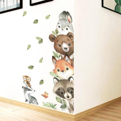 1 Pièce Mignon Dessin Animé Sonde Empilée Assise Petit Animal Autocollants Muraux Pour Chambre d'Enfant Chambre Décoration de Maison Décor Mural