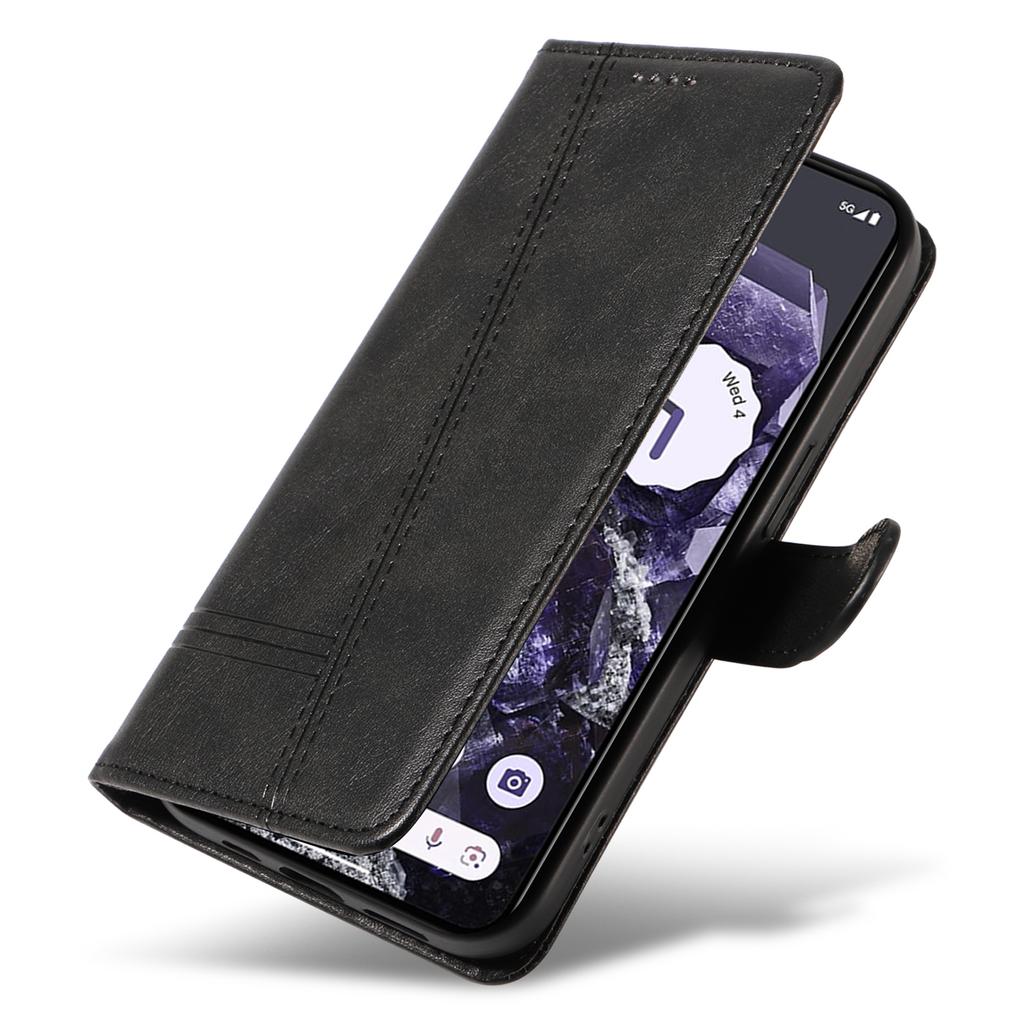 For Google Pixel 8 Case Leather Phone Cover with Wallet and Horizontal Viewing Stand