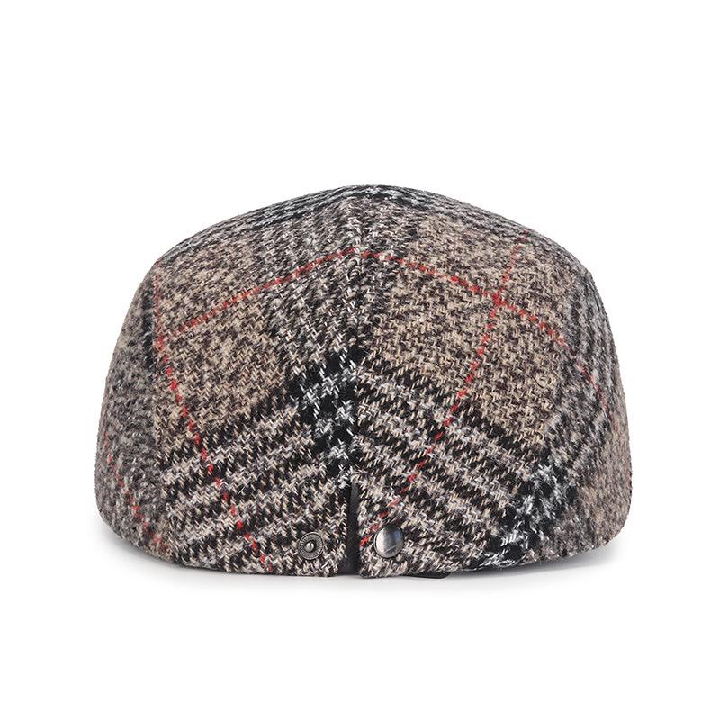 Autumn and Winter Men's and Women's Red Line Plaid Cap Fashion British Forward Hat Casual Warm Beret