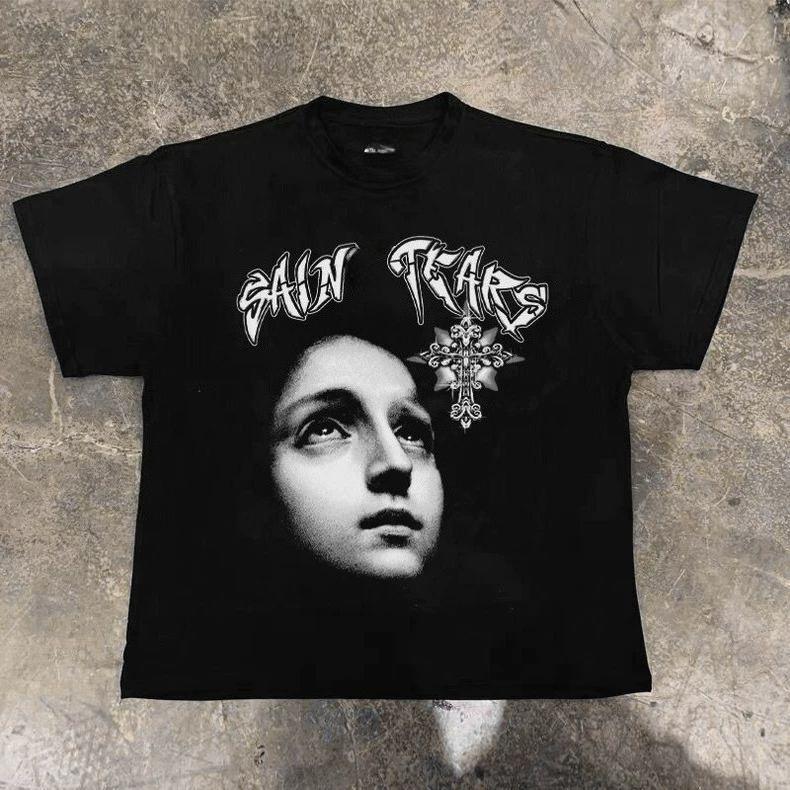 

Japanese Goth Graphic Women s Cropped Grunge Clothing 2000s Tops Emo T Shirt for Women Tees Y2k Top Female Clothing Harajuku S