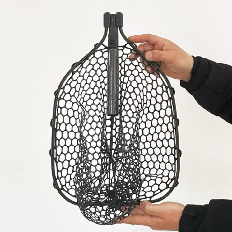 Collapsible Handle Fishing Net Fish Landing Net Saltwater Fishing Equipment Silicone Mesh for Safe Fish Catching