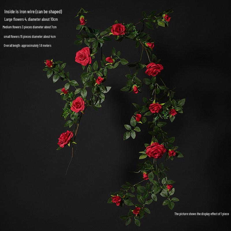 Rose Vine Artificial Flower Decor for Air Conditioner Pipes or Balcony Railings