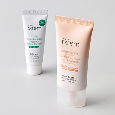 [Make Prem] Glow Beige Tone-up Sunscreen 50ml + Cleansing Milk 21ml