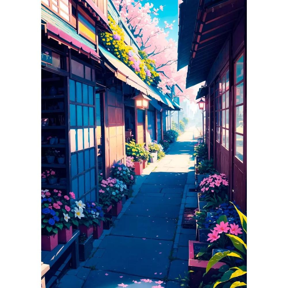 Anime Japanese Street Landscape Poster Prints For Living Room Home Decor Abstract Scenery Canvas Painting Wall Art Aesthetic