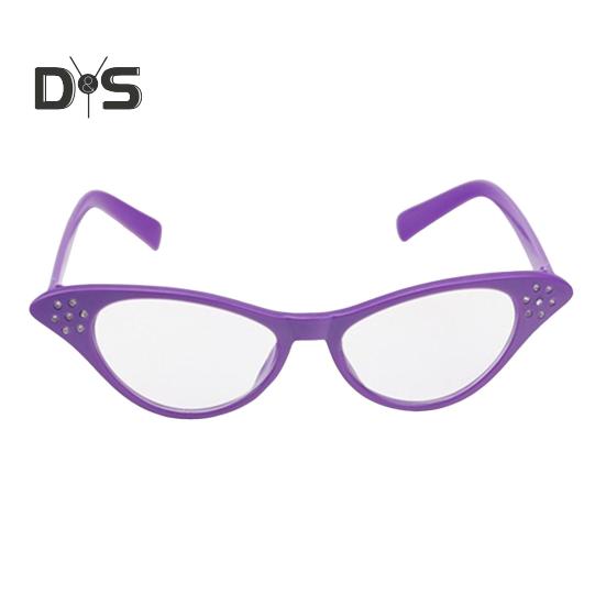 Unisex Glasses Retro Kitty Eye Frame Transparent Lens Clear View Strong Hinge Halloween Cosplay Glasses Parties Clubs Eyewear