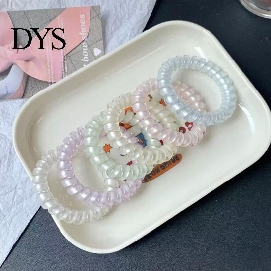 Stress-free Hair Tie 1 Pair Women Ties Pearlescent Color High Elasticity Phone Cord Shape Ropes Flexible Ponytail Holder Accessories Gentle Cutter
