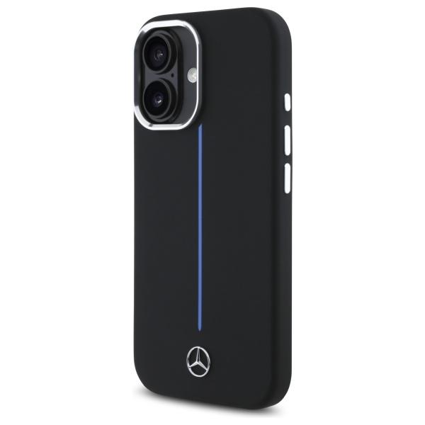Mercedes Mehmp16S23Sumbk Iphone 16 6.1  Czarny/Black Hardcase Silicone Blue Stripe Magsafe