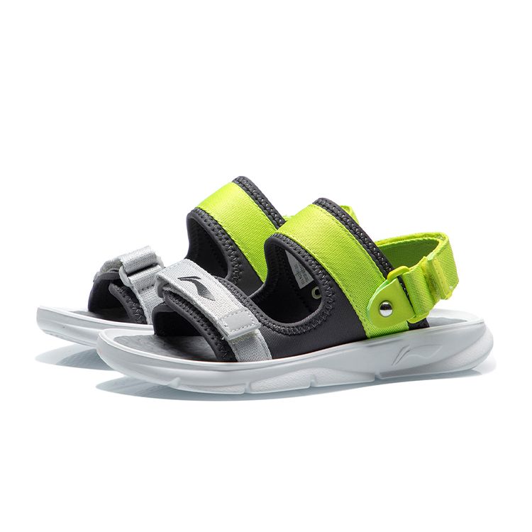 LiNing Comfortable Non-Slip Sports Sandals Kids Sandals Black Green YKUR022-7