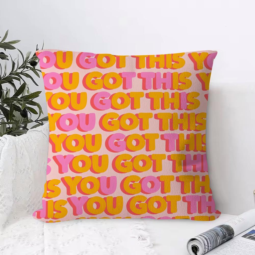 Simple E-English Letters Pillow Case Square Pillow Bedroom Sofa Leisure Comfort Cushion Living Room Home Decoration