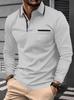 Men's New Cross-border Fashion Lapel Collage Button Men's Casual Sports Long Sleeved Polo Shirt