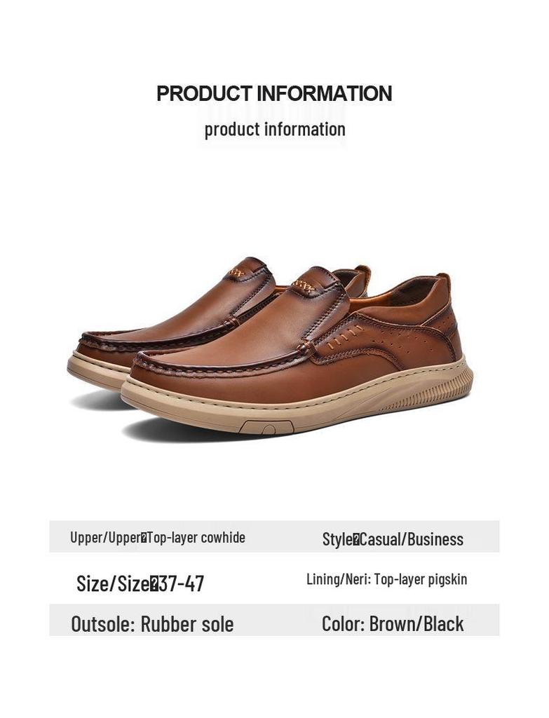 Men's Genuine Leather Slip-On Moccasins - Comfortable Casual Driving Shoes for Spring and Summer.