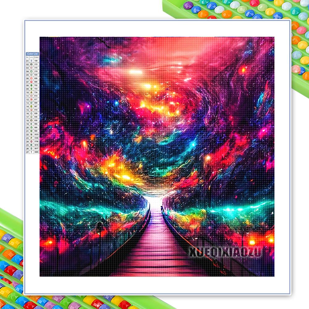 

Art Diamond Painting Fantasy Starry Sky Home Decoration Art Landscape Cross Stitch Set Full Round Diamond Mosaic Round 20x20cm