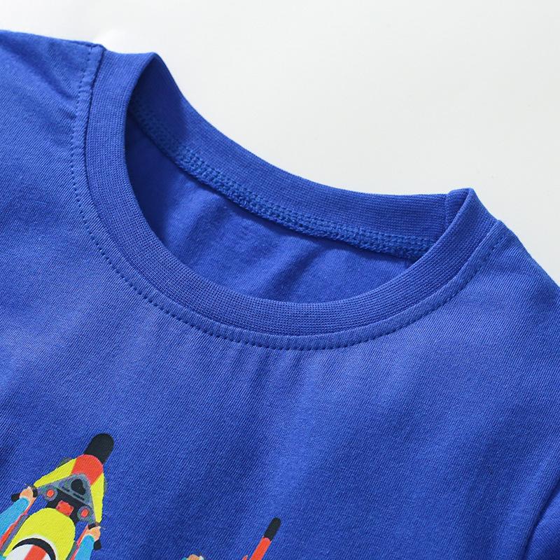 Cotton T-shirt Cartoon Printed Boy's T-shirt Summer Cotton Short Sleeve Top for Children