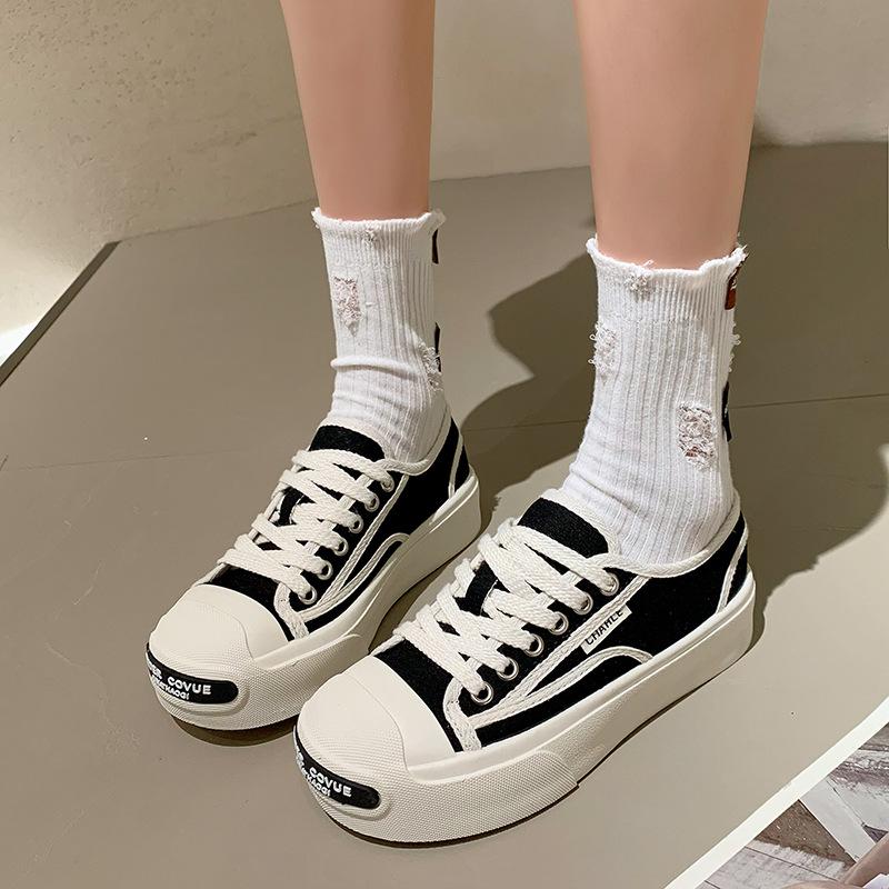 

Нишевые уродливые милые парусиновые туфли, женская весенняя корейская версия, новая повседневная универсальная студенческая спортивная обувь с открытой улыбкой, тренд 40