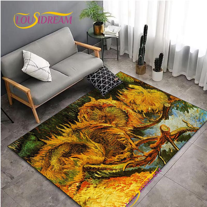 Fashion Van Gogh Art Carpet for Living Room Bedroom Rugs Kitchen Kids Door Un-slip Floor Mats Alfombra Birthday gift Poster Mat