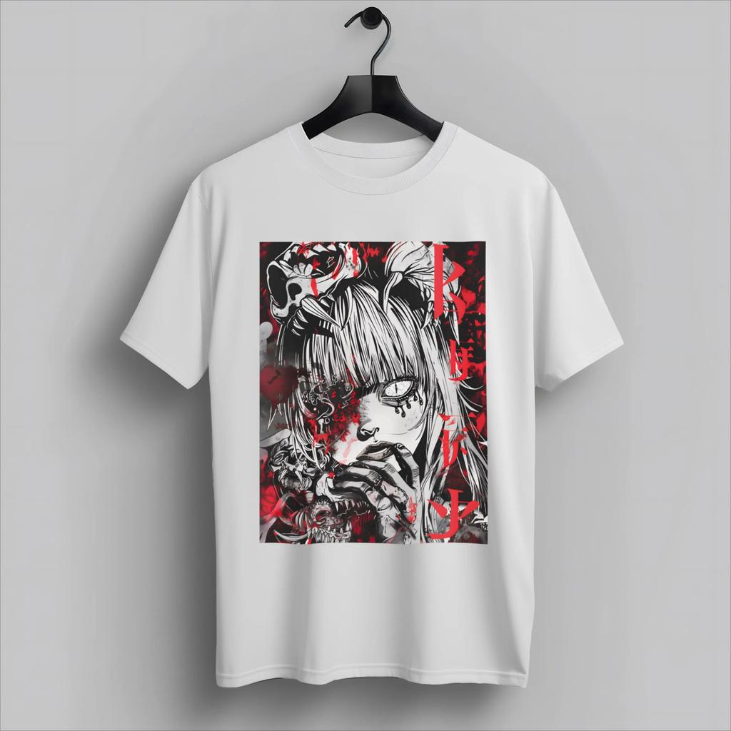 Anime Tshirt  Harajuku Manga Style Horror Japanese Streetwear and Gothic Clothing Men and Women Summer Pure Cotton Loose Top