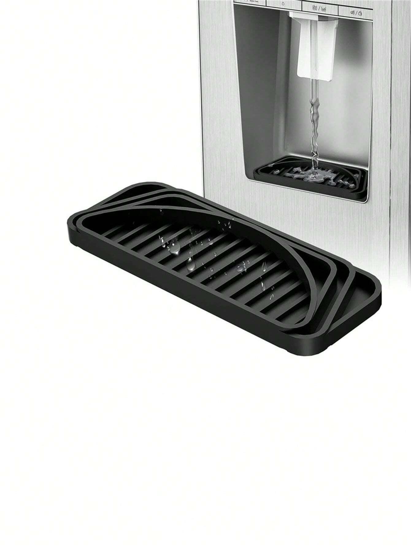 

1 шт. Поддон для капель холодильника Абсорбирующий поддон для капель Аксессуары для холодильника Силиконовый поддон для сбора воды для холодильников Раздвижной чёрный