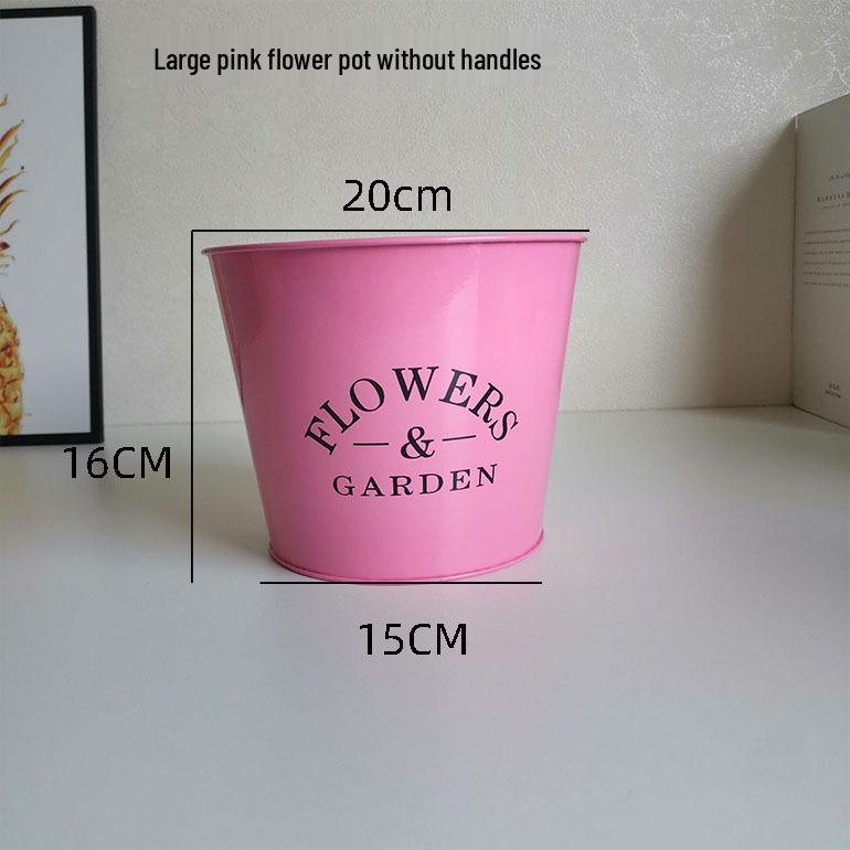 Tin Flower Pot with Hemp Rope Succulent Holder - European Pastoral Wrought Iron Bucket