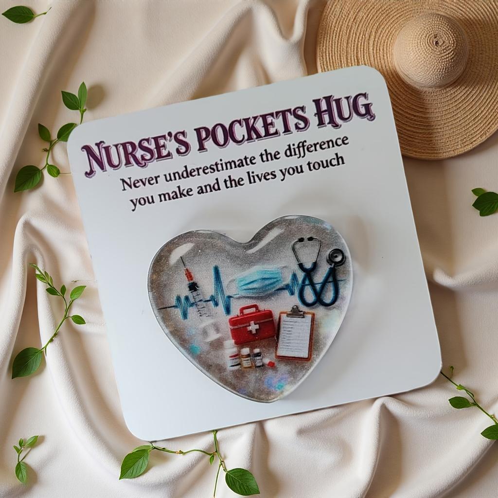 Nurse Pocket Hug Heart Ornament, Heart-Shaped Inspirational Emotional Sculpture, Hug Token. Suitable for Home Holiday Decor, Room Decor, Friend Gifts