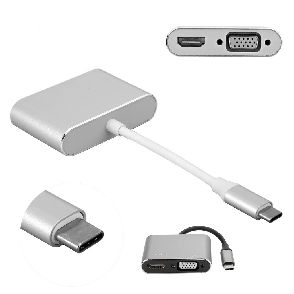Adapter TypeC Hub to VGA HDMI DVI Displayport/3.1 Ethernet Converter Dock 4K Resolution HDMI Hub Type‑C Hub Type‑C to HDMI