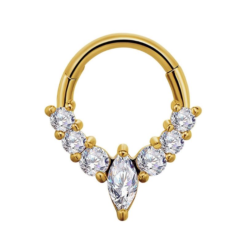 Fashionable Crystal Nose Piercing Ring Jewelry Stainless Steel Accessory for Ear Cartilage Music Festival Accessories