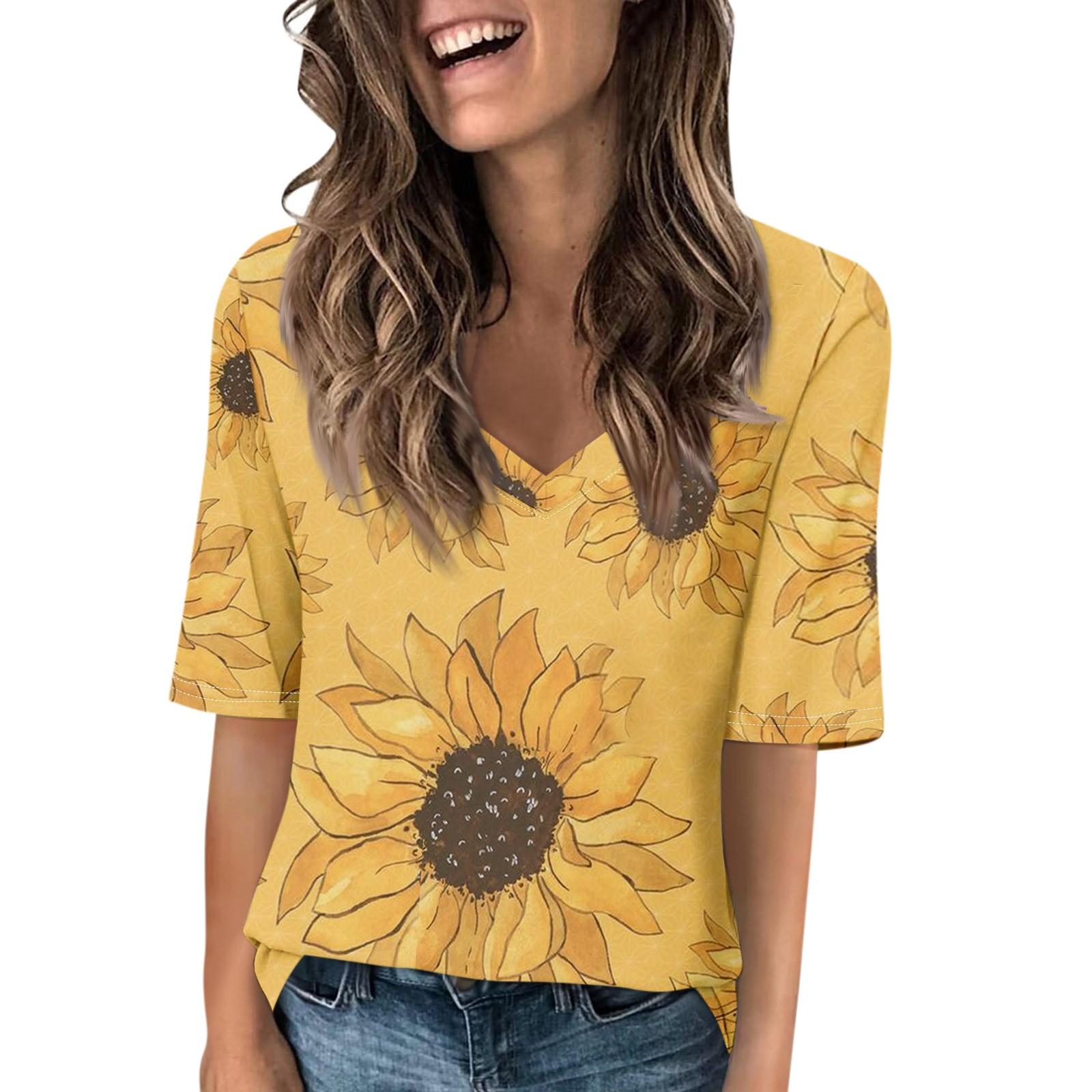 Женские футболки с V-образным вырезом — фото 7