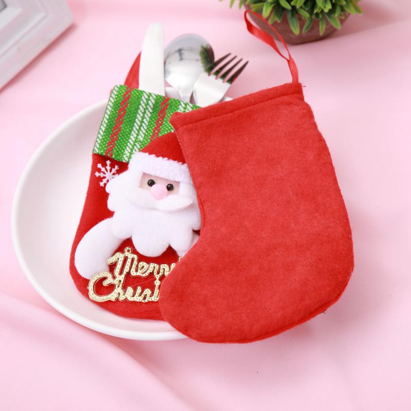 Grote Capaciteit Kerst Gebreide Sokken Geborduurde Streep Kerstsokken Kat Klauw Opknoping Ornamenten Kerstboom Hanger